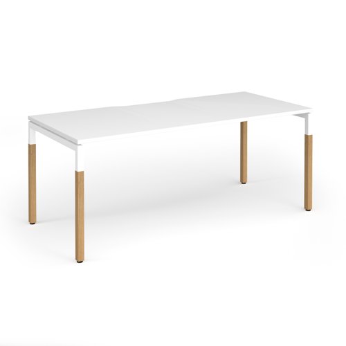 Connex Goal-Post Wooden 1800 x 800 x 725mm Single Desk - White Frame / White Top