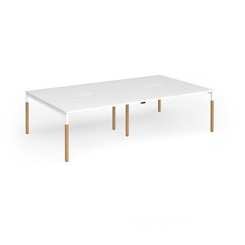 Connex Goal-Post Wooden 2800 x 1600 x 725mm Back to Back Desk (4 x 1400mm) - White Frame / White Top