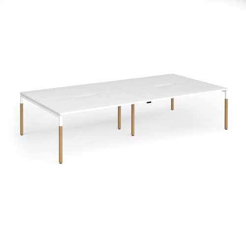 Connex Goal-Post Wooden 3200 x 1600 x 725mm Back to Back Desk (4 x 1600mm) - White Frame / White Top