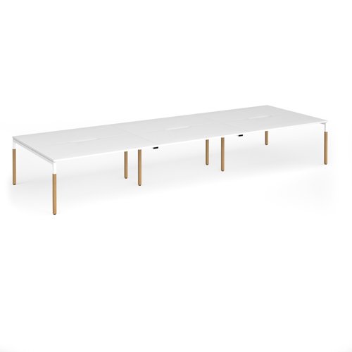 Connex Goal-Post Wooden 4800 x 1600 x 725mm Back to Back Desk (6 x 1600mm) - White Frame / White Top