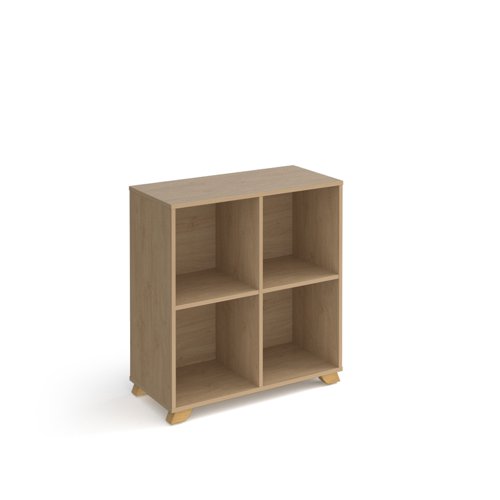 Giza cube storage unit 950mm high with 4 open boxes and wooden legs - oak