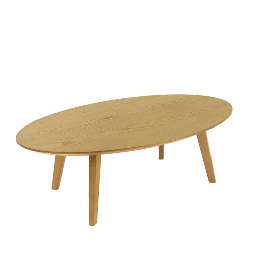 Hanna Oval Shaped Coffee Table With Oak Stained Legs