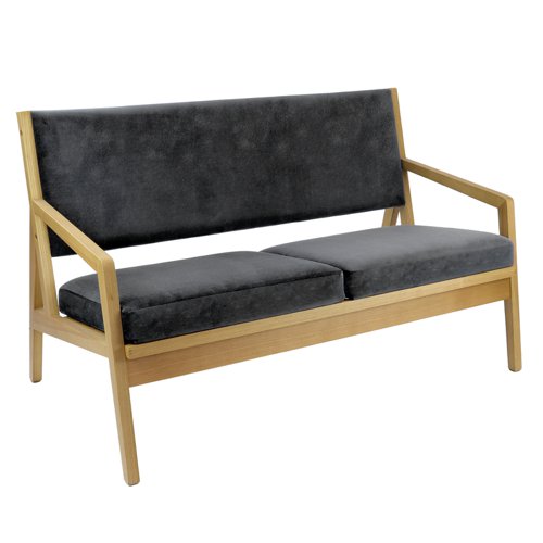 HAN02-G Hanna two seater sofa with wooden frame - grey fabric