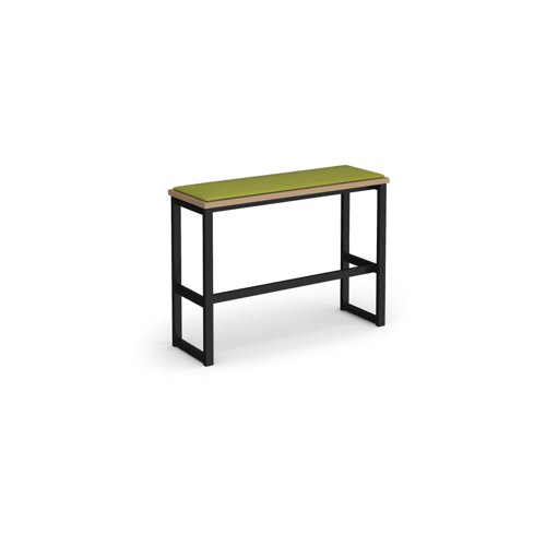 Otto Poseur benching solution high bench 1050mm wide with made to order upholstered seat pad - black frame, kendal oak top