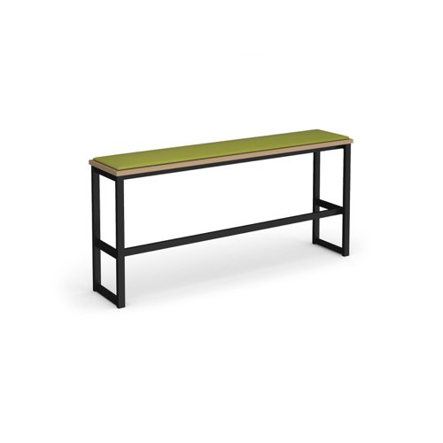 Otto Poseur benching solution high bench 1650mm wide with made to order upholstered seat pad - black frame, kendal oak top