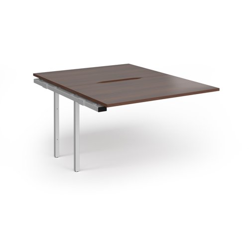 Connex Plus O Frame 1200 x 1600 x 725mm Back to Back Add On Bay - Silver Frame / Walnut Top