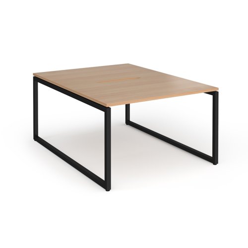 Connex Plus O Frame 1200 x 1600 x 725mm Back to Back Desk (2 x 1200mm) - Black Frame / Beech Top