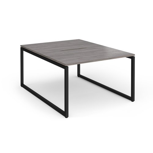 Connex Plus O Frame 1200 x 1600 x 725mm Back to Back Desk (2 x 1200mm) - Black Frame / Grey Oak Top