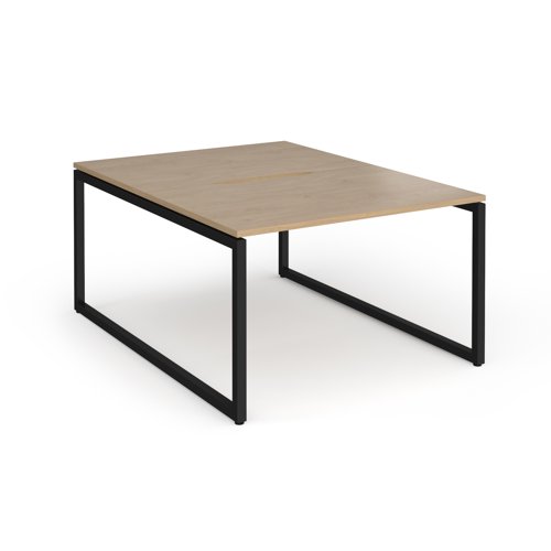 Connex Plus O Frame 1200 x 1600 x 725mm Back to Back Desk (2 x 1200mm) - Black Frame / Kendal Oak Top