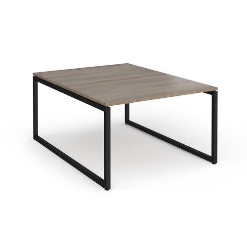 Connex Plus O Frame 1200 x 1600 x 725mm Back to Back Desk (2 x 1200mm) - Black Frame / Nebraska Oak Top