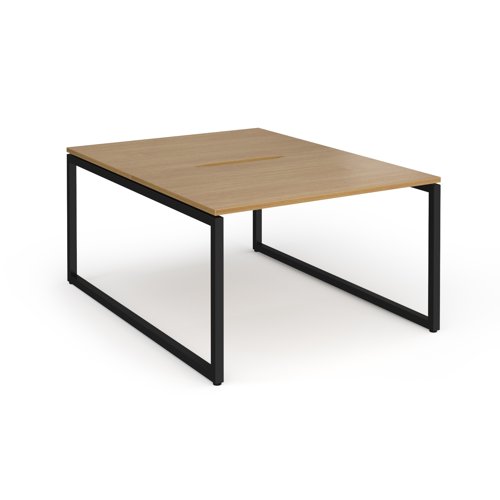 Connex Plus O Frame 1200 x 1600 x 725mm Back to Back Desk (2 x 1200mm) - Black Frame / Oak Top