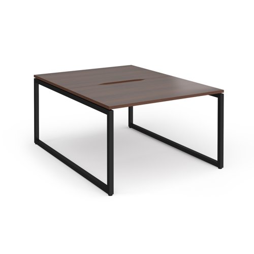 Connex Plus O Frame 1200 x 1600 x 725mm Back to Back Desk (2 x 1200mm) - Black Frame / Walnut Top
