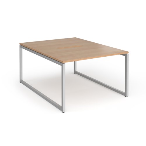 Connex Plus O Frame 1200 x 1600 x 725mm Back to Back Desk (2 x 1200mm) - Silver Frame / Beech Top