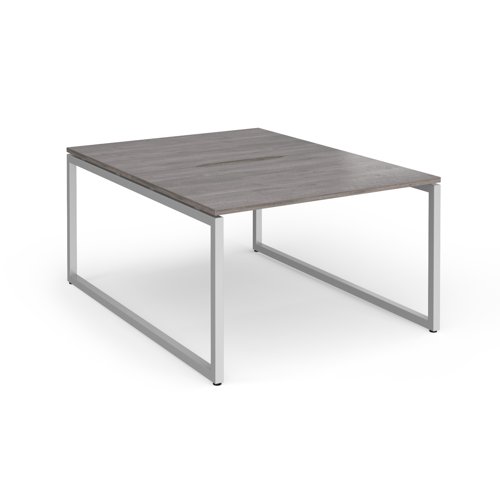 Connex Plus O Frame 1200 x 1600 x 725mm Back to Back Desk (2 x 1200mm) - Silver Frame / Grey Oak Top