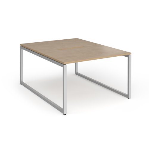 Connex Plus O Frame 1200 x 1600 x 725mm Back to Back Desk (2 x 1200mm) - Silver Frame / Kendal Oak Top