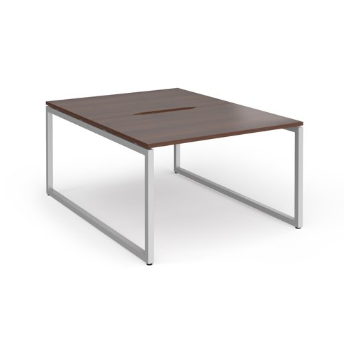 Connex Plus O Frame 1200 x 1600 x 725mm Back to Back Desk (2 x 1200mm) - Silver Frame / Walnut Top