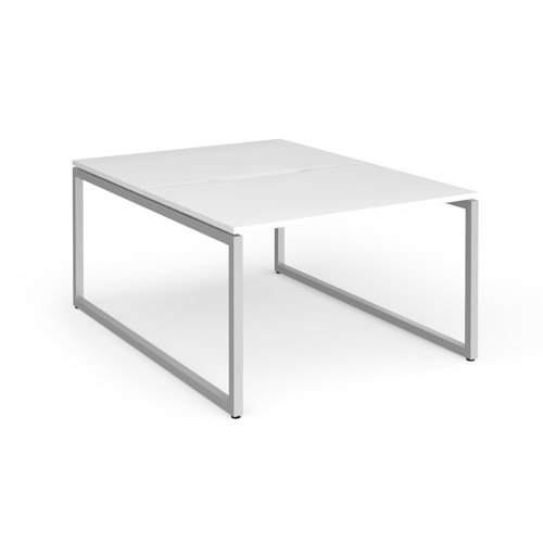 Connex Plus O Frame 1200 x 1600 x 725mm Back to Back Desk (2 x 1200mm) - Silver Frame / White Top