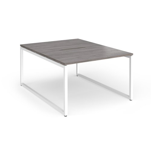Connex Plus O Frame 1200 x 1600 x 725mm Back to Back Desk (2 x 1200mm) - White Frame / Grey Oak Top