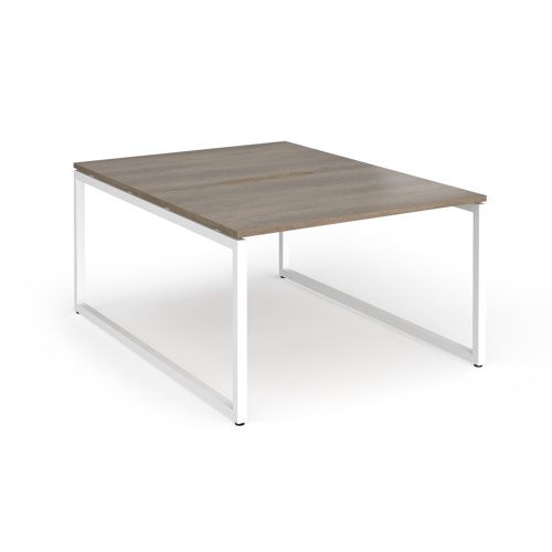 Connex Plus O Frame 1200 x 1600 x 725mm Back to Back Desk (2 x 1200mm) - White Frame / Nebraska Oak Top