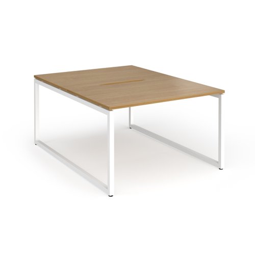 Connex Plus O Frame 1200 x 1600 x 725mm Back to Back Desk (2 x 1200mm) - White Frame / Oak Top