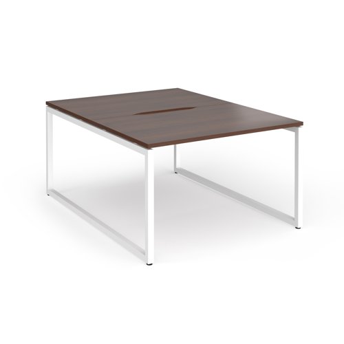 Connex Plus O Frame 1200 x 1600 x 725mm Back to Back Desk (2 x 1200mm) - White Frame / Walnut Top