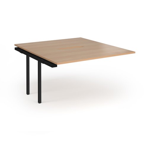 Connex Plus O Frame 1400 x 1600 x 725mm Back to Back Add On Bay - Black Frame / Beech Top