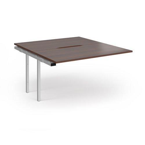 Connex Plus O Frame 1400 x 1600 x 725mm Back to Back Add On Bay - Silver Frame / Walnut Top
