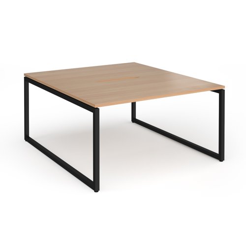 Connex Plus O Frame 1400 x 1600 x 725mm Back to Back Desk (2 x 1400mm) - Black Frame / Beech Top