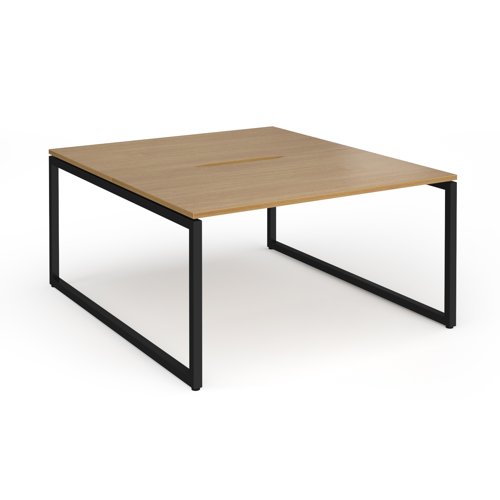 Connex Plus O Frame 1400 x 1600 x 725mm Back to Back Desk (2 x 1400mm) - Black Frame / Oak Top