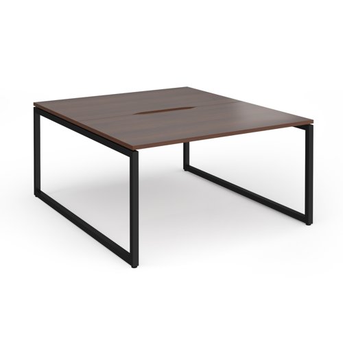 Connex Plus O Frame 1400 x 1600 x 725mm Back to Back Desk (2 x 1400mm) - Black Frame / Walnut Top
