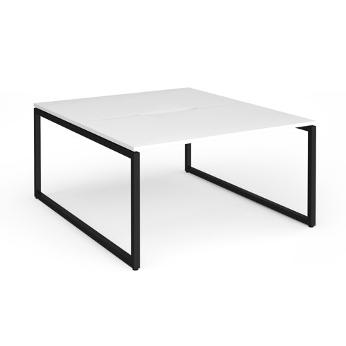 Connex Plus O Frame 1400 x 1600 x 725mm Back to Back Desk (2 x 1400mm) - Black Frame / White Top