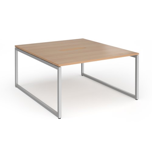 Connex Plus O Frame 1400 x 1600 x 725mm Back to Back Desk (2 x 1400mm) - Silver Frame / Beech Top