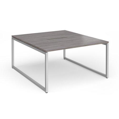 Connex Plus O Frame 1400 x 1600 x 725mm Back to Back Desk (2 x 1400mm) - Silver Frame / Grey Oak Top