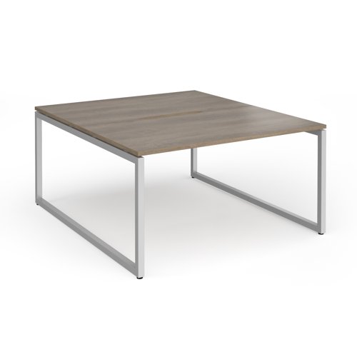 Connex Plus O Frame 1400 x 1600 x 725mm Back to Back Desk (2 x 1400mm) - Silver Frame / Nebraska Oak Top
