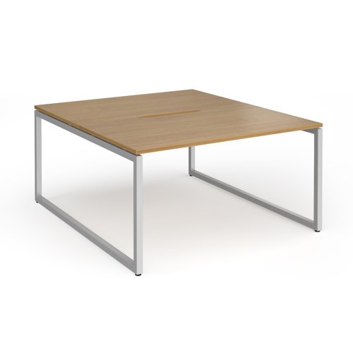Connex Plus O Frame 1400 x 1600 x 725mm Back to Back Desk (2 x 1400mm) - Silver Frame / Oak Top