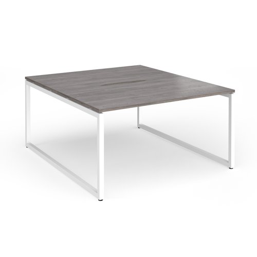 Connex Plus O Frame 1400 x 1600 x 725mm Back to Back Desk (2 x 1400mm) - White Frame / Grey Oak Top