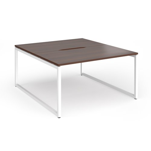 Connex Plus O Frame 1400 x 1600 x 725mm Back to Back Desk (2 x 1400mm) - White Frame / Walnut Top