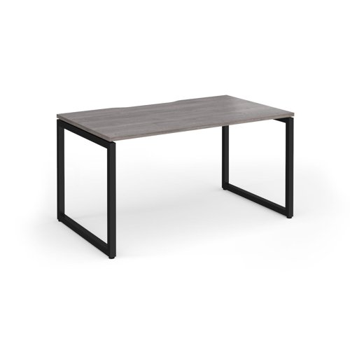Connex Plus O Frame 1400 x 800 x 725mm Single Desk - Black Frame / Grey Oak Top
