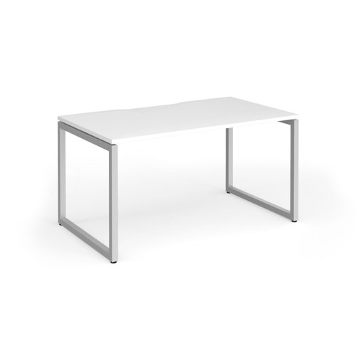 Connex Plus O Frame 1400 x 800 x 725mm Single Desk - Silver Frame / White Top
