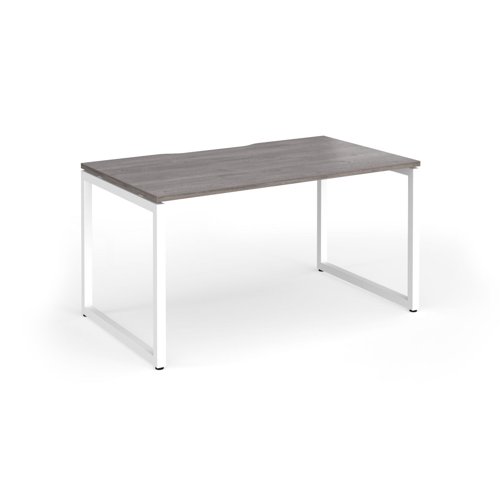 Connex Plus O Frame 1400 x 800 x 725mm Single Desk - White Frame / Grey Oak Top