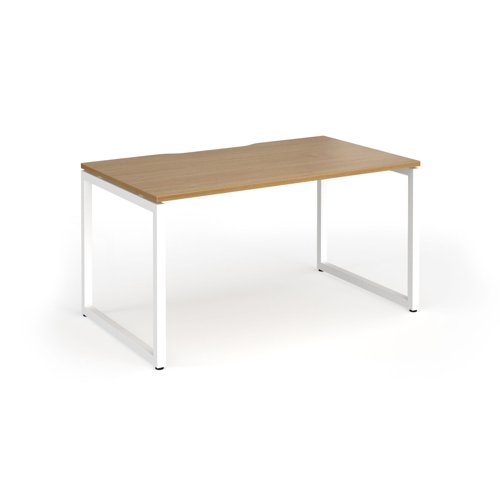 Connex Plus O Frame 1400 x 800 x 725mm Single Desk - White Frame / Oak Top