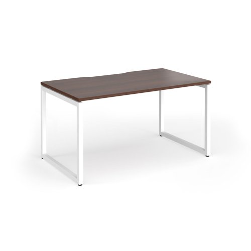 Connex Plus O Frame 1400 x 800 x 725mm Single Desk - White Frame / Walnut Top