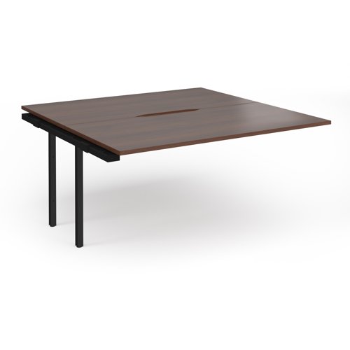 Connex Plus O Frame 1600 x 1600 x 725mm Back to Back Add On Bay - Black Frame / Walnut Top