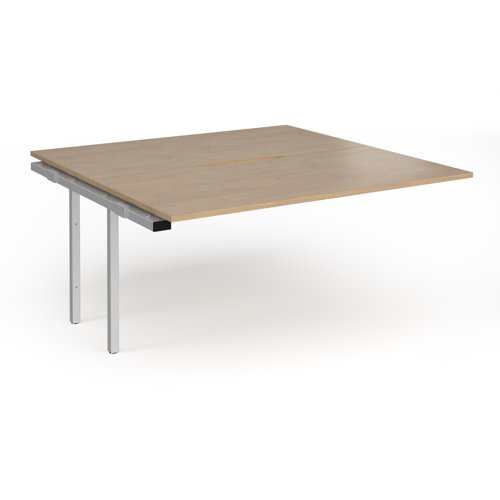 Connex Plus O Frame 1600 x 1600 x 725mm Back to Back Add On Bay - Silver Frame / Kendal Oak Top