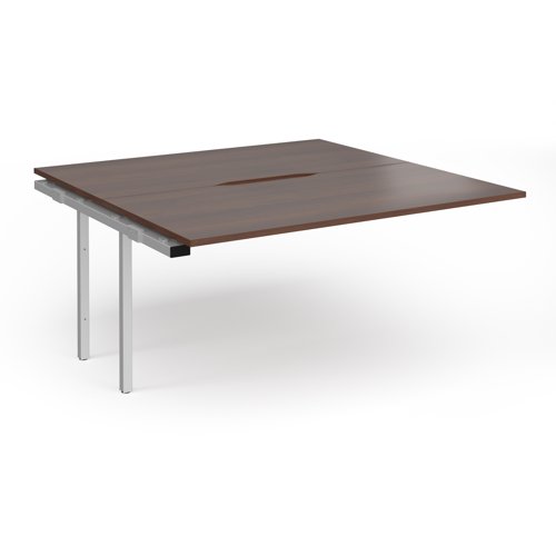 Connex Plus O Frame 1600 x 1600 x 725mm Back to Back Add On Bay - Silver Frame / Walnut Top