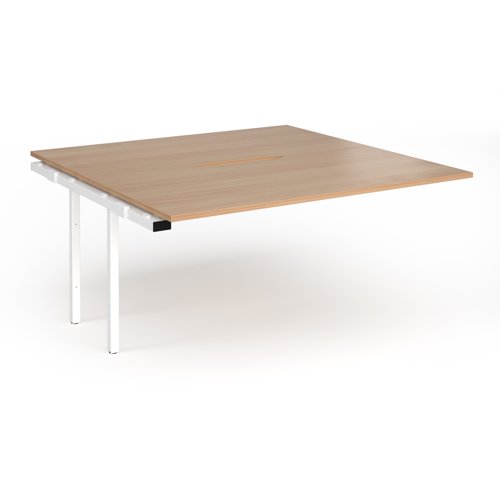 Connex Plus O Frame 1600 x 1600 x 725mm Back to Back Add On Bay - White Frame / Beech Top