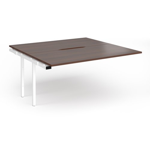 Connex Plus O Frame 1600 x 1600 x 725mm Back to Back Add On Bay - White Frame / Walnut Top