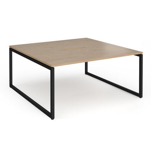 Connex Plus O Frame 1600 x 1600 x 725mm Back to Back Desk (2 x 1600mm) - Black Frame / Kendal Oak Top