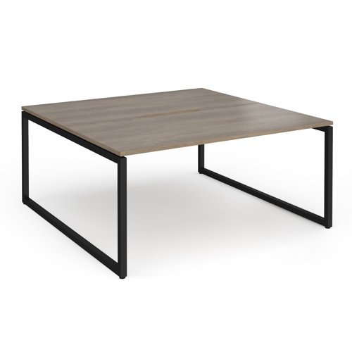 Connex Plus O Frame 1600 x 1600 x 725mm Back to Back Desk (2 x 1600mm) - Black Frame / Nebraska Oak Top