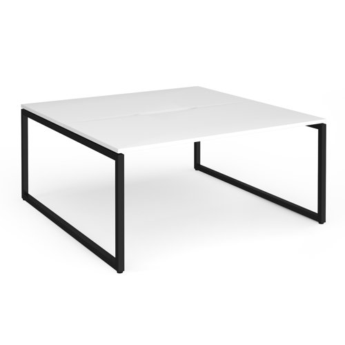 Connex Plus O Frame 1600 x 1600 x 725mm Back to Back Desk (2 x 1600mm) - Black Frame / White Top